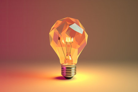 a low poly light bulb on a gradient backgroundの素材