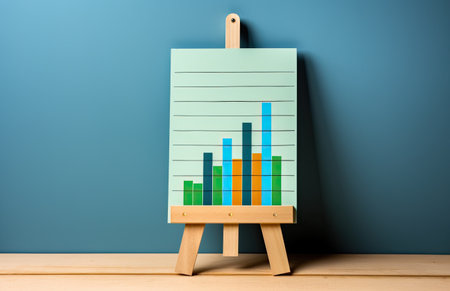 Business data trend on an easel. Growth and performance concept.の素材