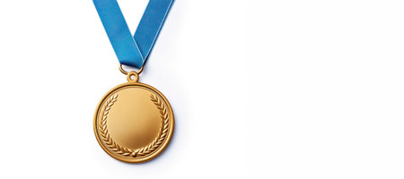 Gold medal isolated on white copy space. Successの素材