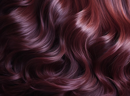 Close-up of curly and wavy brown hair backgroundの素材