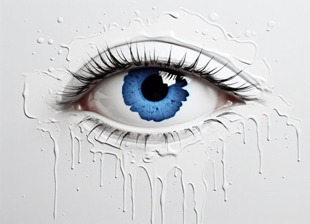 White paint dripping down like tears. Sadnessの素材
