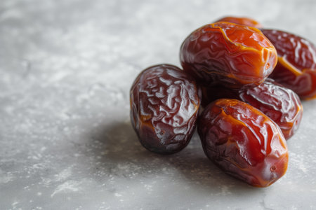 Dates on grey marble, with copy space, for the Ramadan conceptの素材