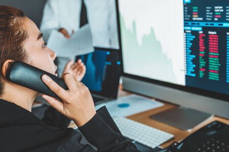 Business team deal Investment stock market discussing graph stock market trading Stock traders...