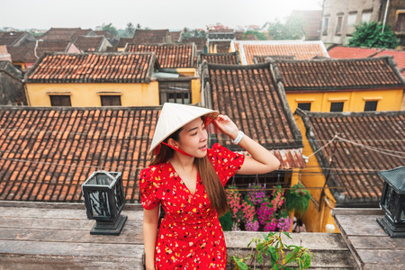 Travel woman at Streets of Hoi An, Vietnamのeditorial素材