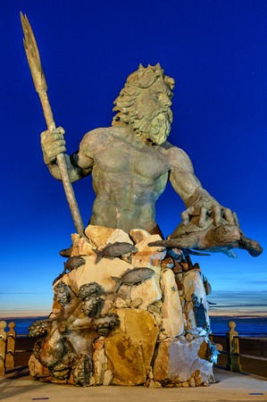 Statue of King Neptune in Virginia Beach  Taken just before sunriseの写真素材