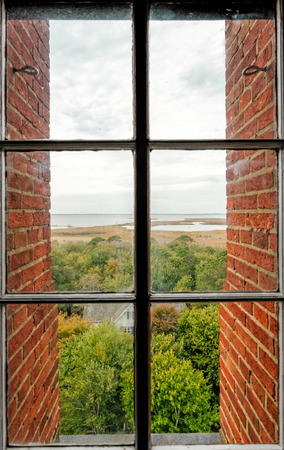 A view from a window on the Currituck Beach Lighthouse.の写真素材