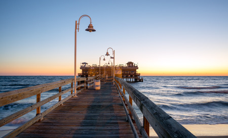 Fishing pier located in the Oceanview area of Norfolk Virginia on the Chesapeake Bay at sunriseの写真素材