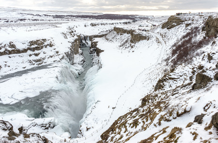 Gullfoss is a waterfall located on the White River (Hvítá) in south central Iceland. Its name means the Golden Fallsの写真素材