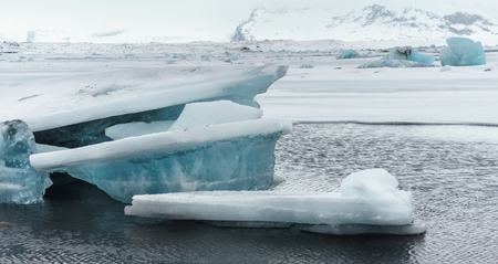 Located in the south of Iceland, the Jokulsarlon glacial lagoon is a result of the retreating Vatnajokull glacier; the largest European glacier.の写真素材