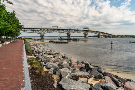 The Riverwalk in Yorktown Va. alongside the York River.の写真素材