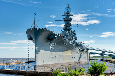 The USS Alabama now a tourist attraction in Battle Ship Memorial Park, Mobile Alabamaのeditorial素材