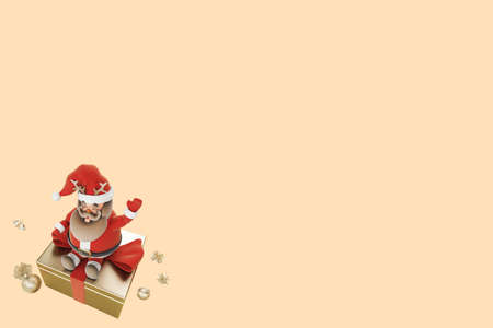 3d illustration santa claus with gifts on christmas dayの写真素材