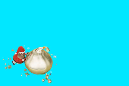 3d illustration santa claus with gifts on christmas dayの写真素材