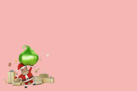 3d illustration santa claus with gifts on christmas dayの写真素材