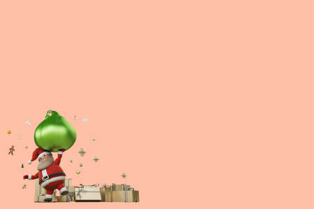 3d illustration santa claus with gifts on christmas dayの写真素材