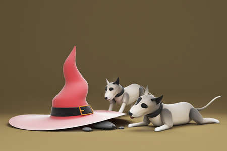 3d illustration cute puppy activitiesの写真素材