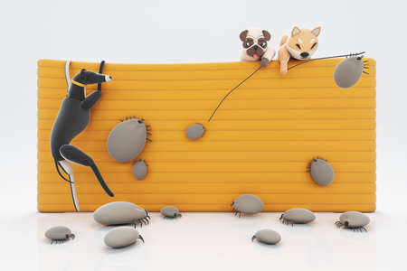 3D illustrations, lots of activities of cute dogsの写真素材