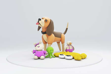 3d illustration cute puppy activitiesの写真素材