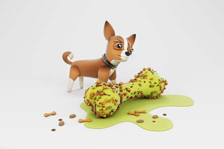 3d illustration cute puppy activitiesの写真素材