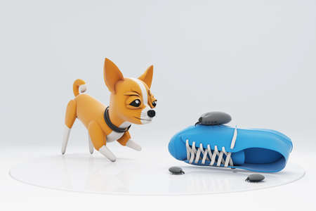 3D illustrations, lots of activities of cute dogsの写真素材