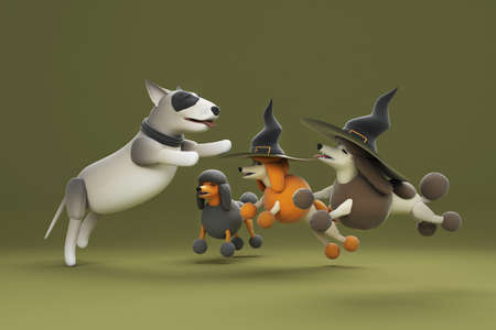 3d illustration cute puppy activitiesの写真素材