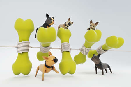3d illustration cute puppy activitiesの写真素材