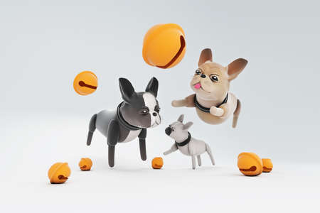 3d illustration cute puppy activitiesの写真素材