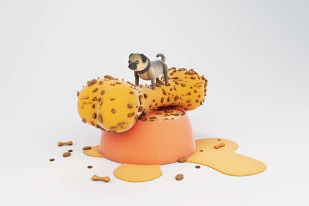 3d illustration cute puppy activitiesの写真素材