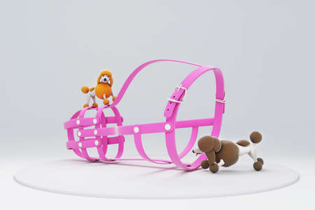 3D illustrations, lots of activities of cute dogsの写真素材