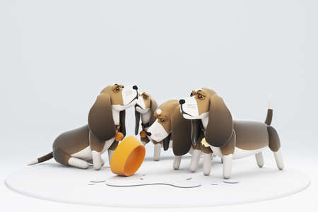 3D illustrations, lots of activities of cute dogsの写真素材