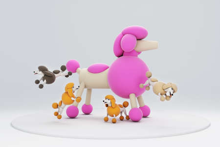 3D illustrations, lots of activities of cute dogsの写真素材