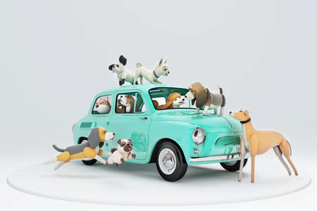 3d illustration cute puppy activitiesの写真素材