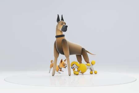 3D illustrations, lots of activities of cute dogsの写真素材