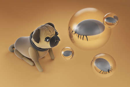 3d illustration cute puppy activitiesの写真素材