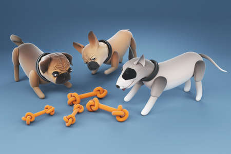 3d illustration cute puppy activitiesの写真素材