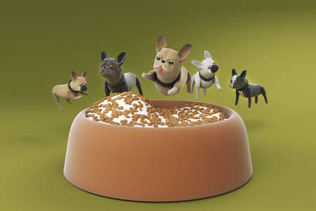 3D illustrations, lots of activities of cute dogsの写真素材