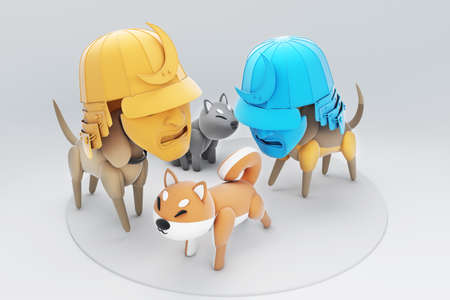 3D illustrations, lots of activities of cute dogsの写真素材
