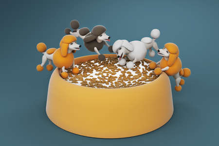 3D illustrations, lots of activities of cute dogsの写真素材