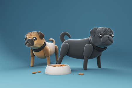 3D illustrations, lots of activities of cute dogsの写真素材