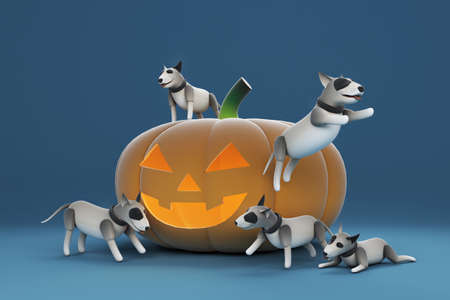 3D illustrations, lots of activities of cute dogsの写真素材