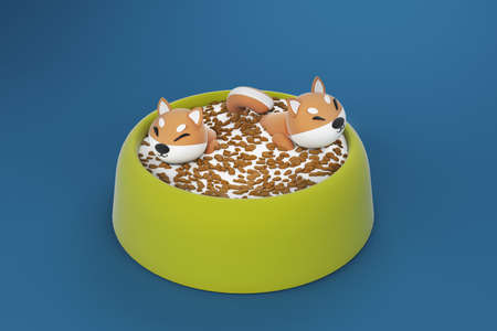 3D illustrations, lots of activities of cute dogsの写真素材