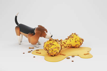 3D illustrations, lots of activities of cute dogsの写真素材