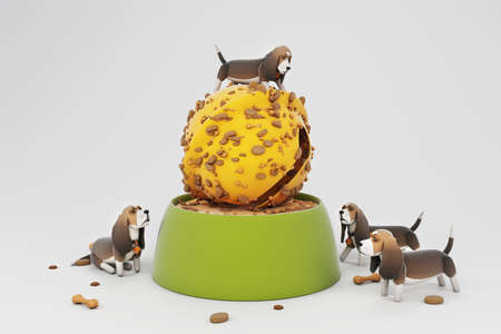 3D illustrations, lots of activities of cute dogsの写真素材