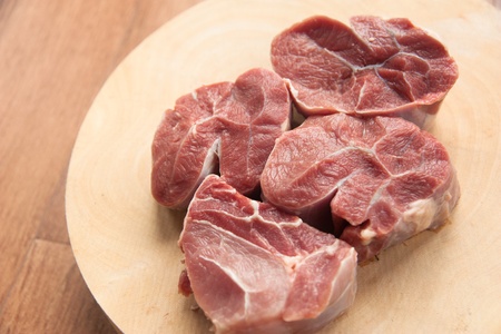Beef on a chopping blockの写真素材
