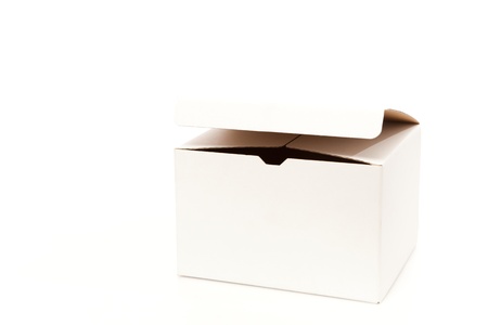 White box opening on white isolated