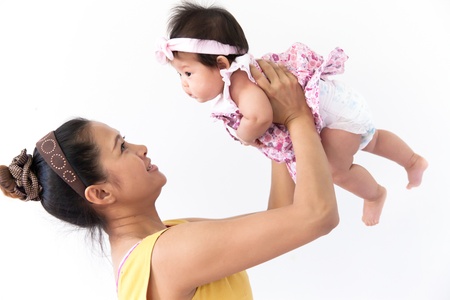Mom is enjoying with her baby