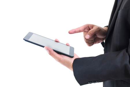 Businessman working with a digital tablet on white background. using as a Business concept,...