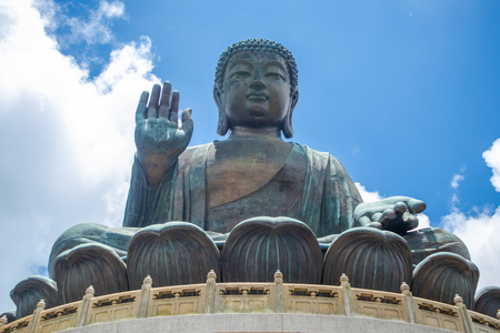 Tian Tan Buddha, Big Budda, The enormous Tian Tan Buddha at Po Lin Monastery in Hong Kong. The world's tallest outdoor seated bronze Buddha located in Ngong ping 360.の写真素材