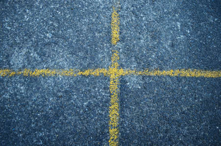 cross yellow lineの写真素材