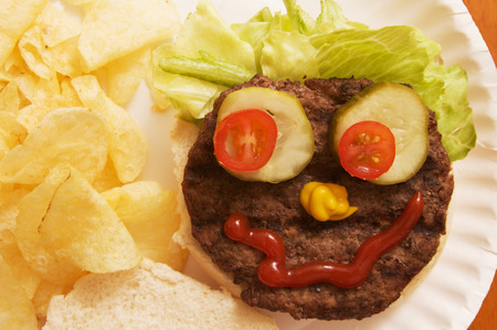 Hamburger Plate Faceの写真素材
